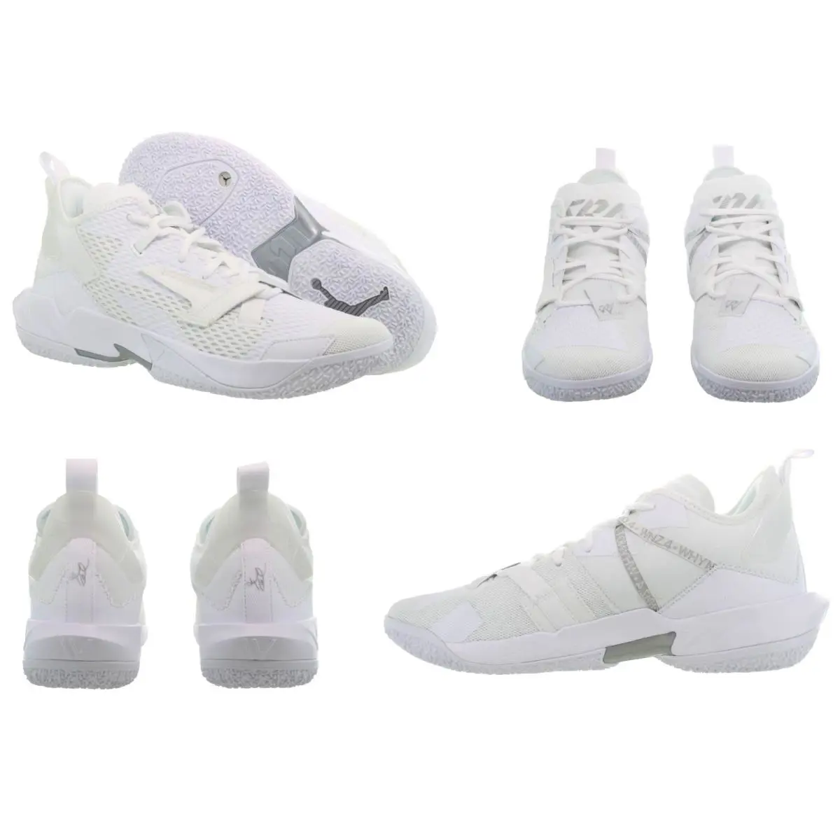 Nike Men`s Jordan Why Not Zero 4 Triple White - Silver Basketball Shoes - Triple White, Metallic Silver