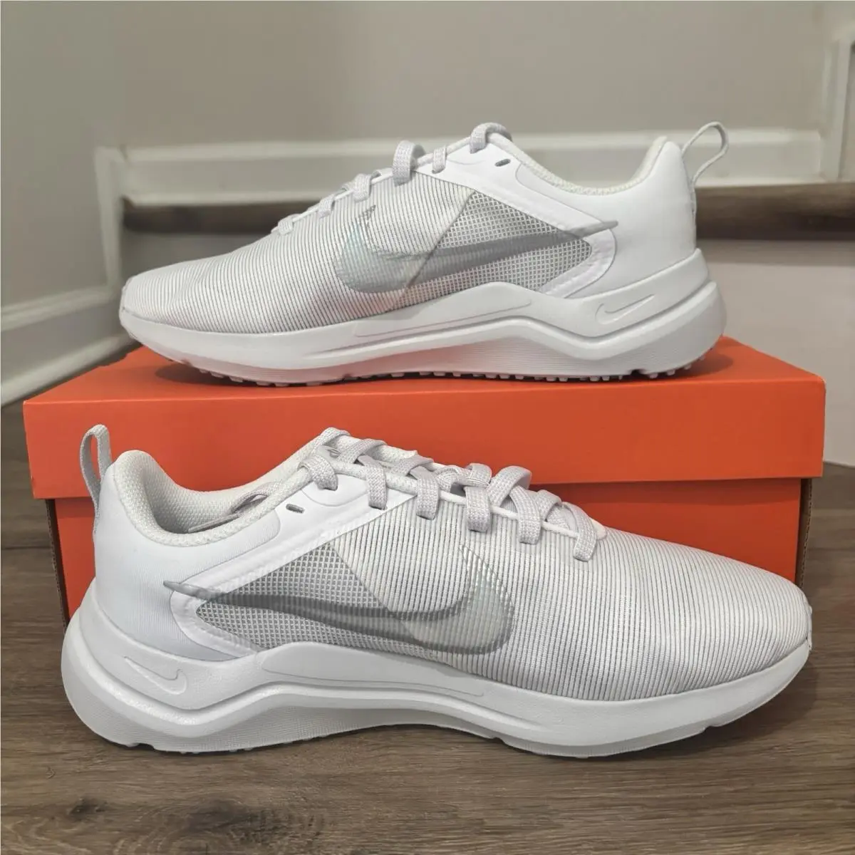 Nike Women`s Low-top Shoe White Metallic Silver Pure Platinum - Downshifter 12