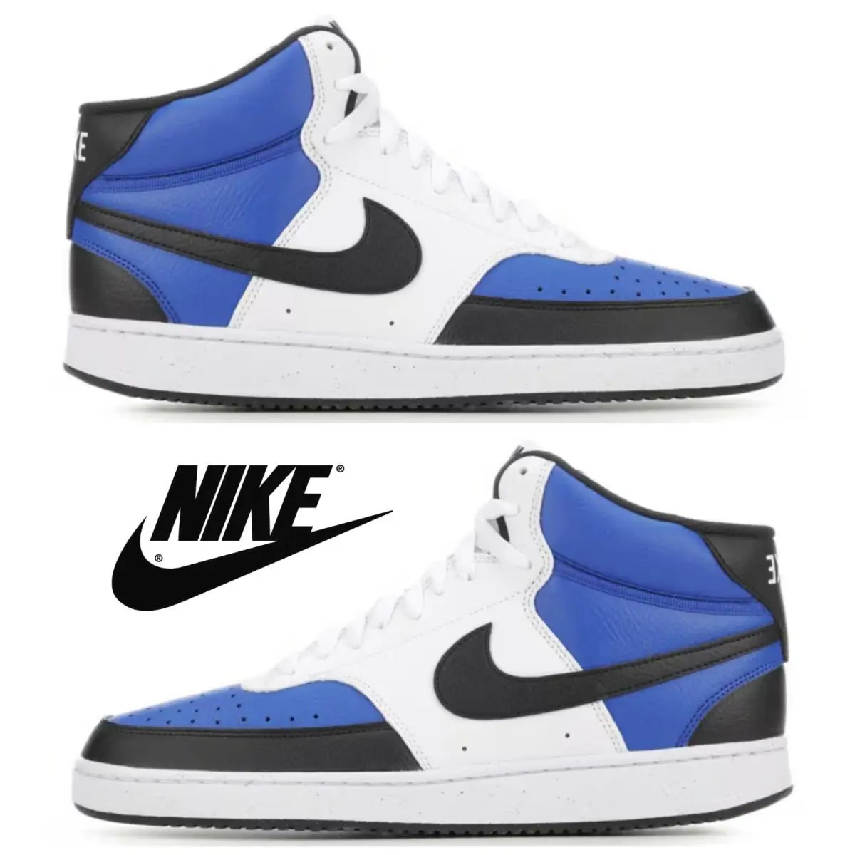 Nike Court Vision Mid Men`s Sneakers Blue – Casual Sport Comfort High-top Shoes - Blue, Manufacturer: ryl/bk/wht 480