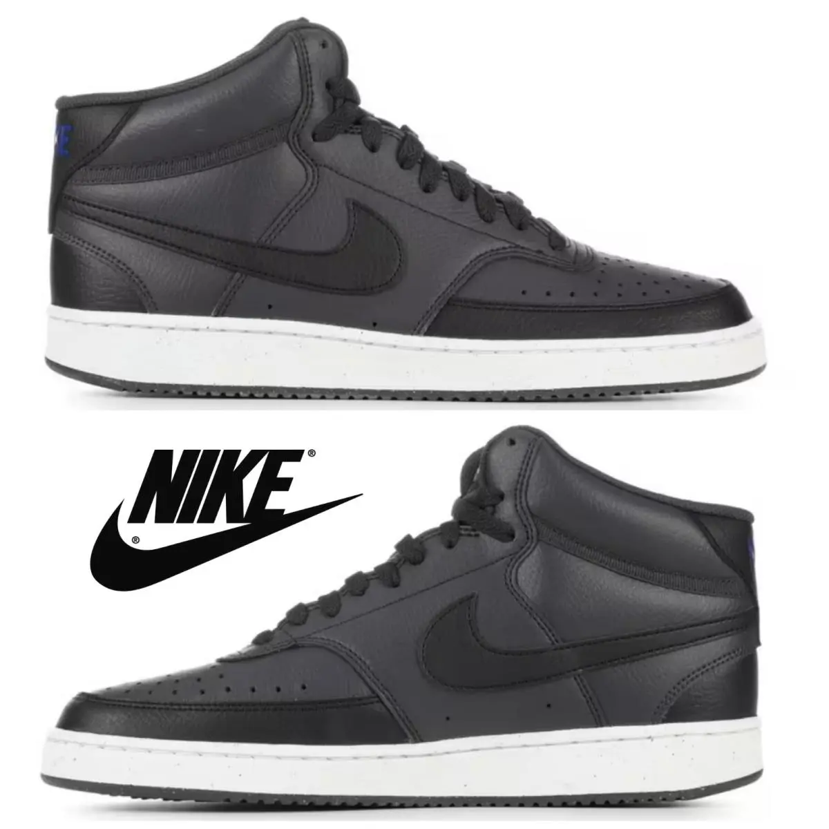 Nike Court Vision Mid Men`s Sneakers Black – Casual Sport Comfort High-top Shoes - Black, Manufacturer: dk gry/blk 005