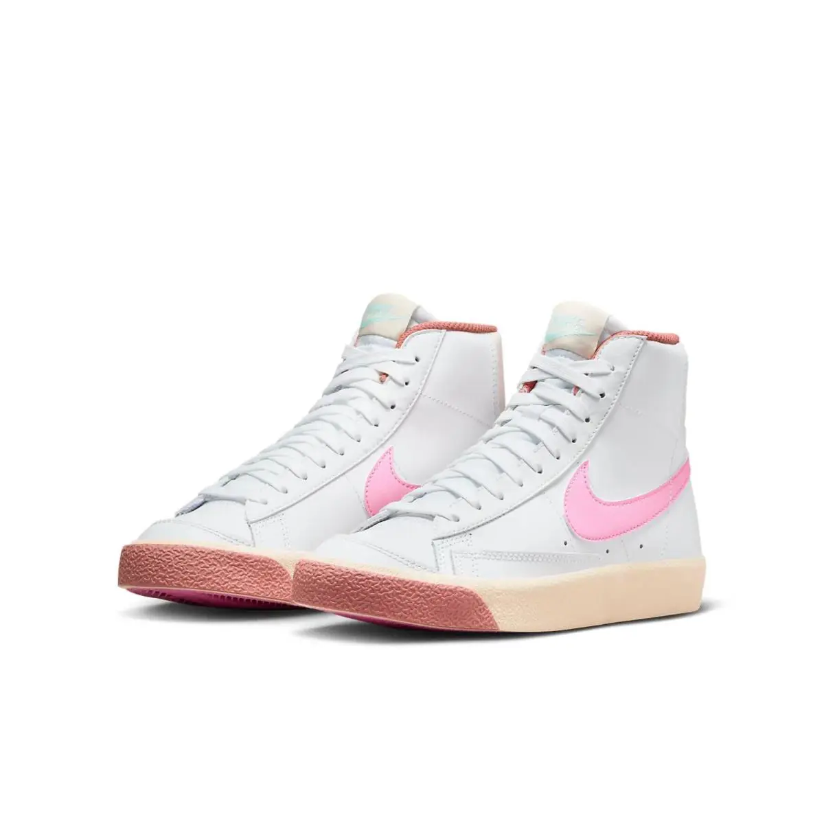 Nike Blazer Mid `77 GS DZ2900-100 Sneakers Kids White Pink Lifestyle Shoes HTAT1 - White