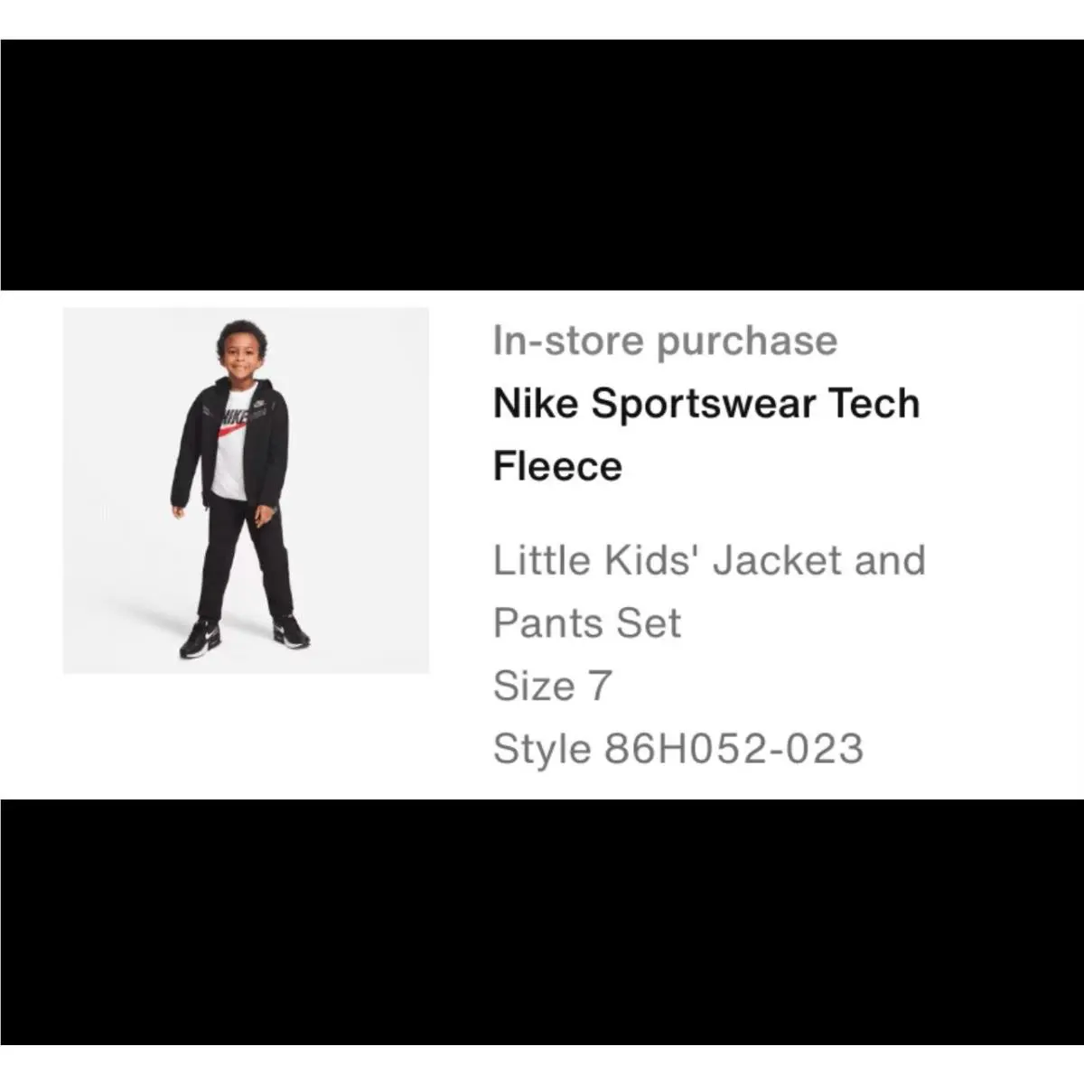 Nike Sportswear Tech Fleece 86H052-023 Size 7