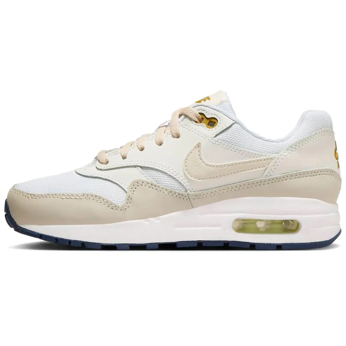 Nike Boys` Air Max I Casual Shoes - White/bronzine/volt/light Orewood Brown