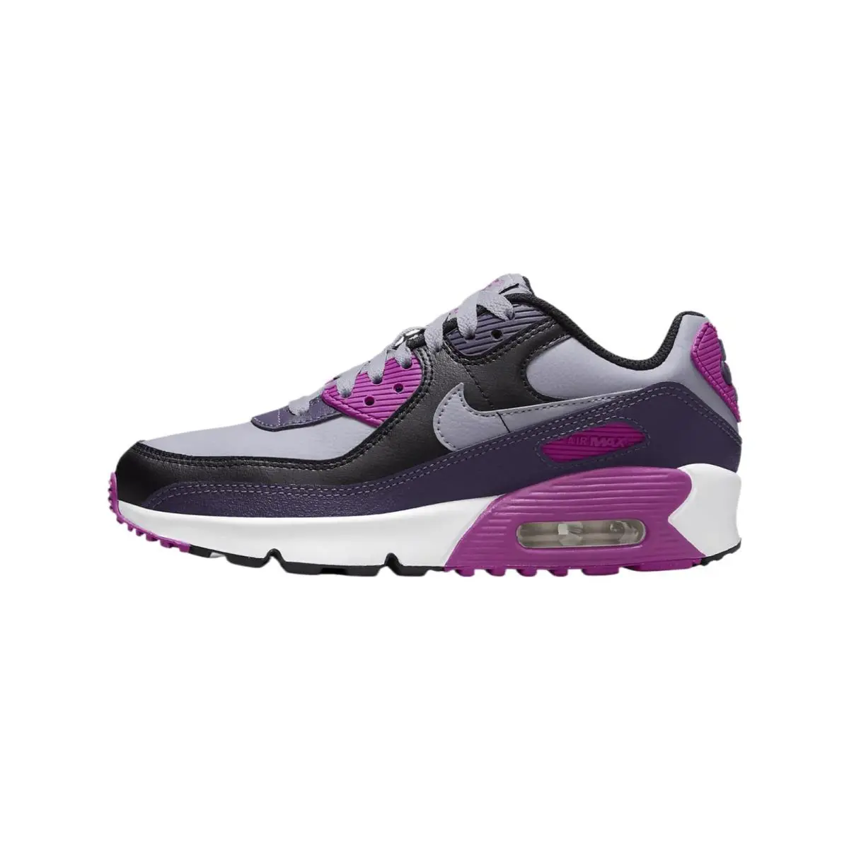Nike Grade School Boys` Air Max 90 Shoes - Cement Grey/black/dark Raisin/grey