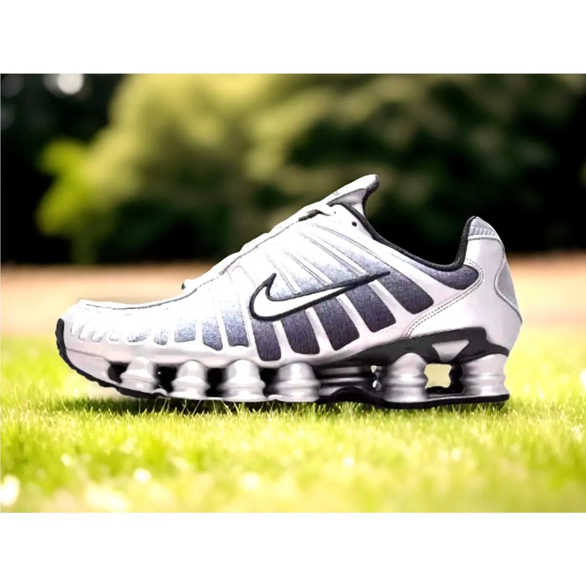 Nike Shox TL Metallic Silver White Print Sneakers Retro OG IH4466-095 Mens 9-12