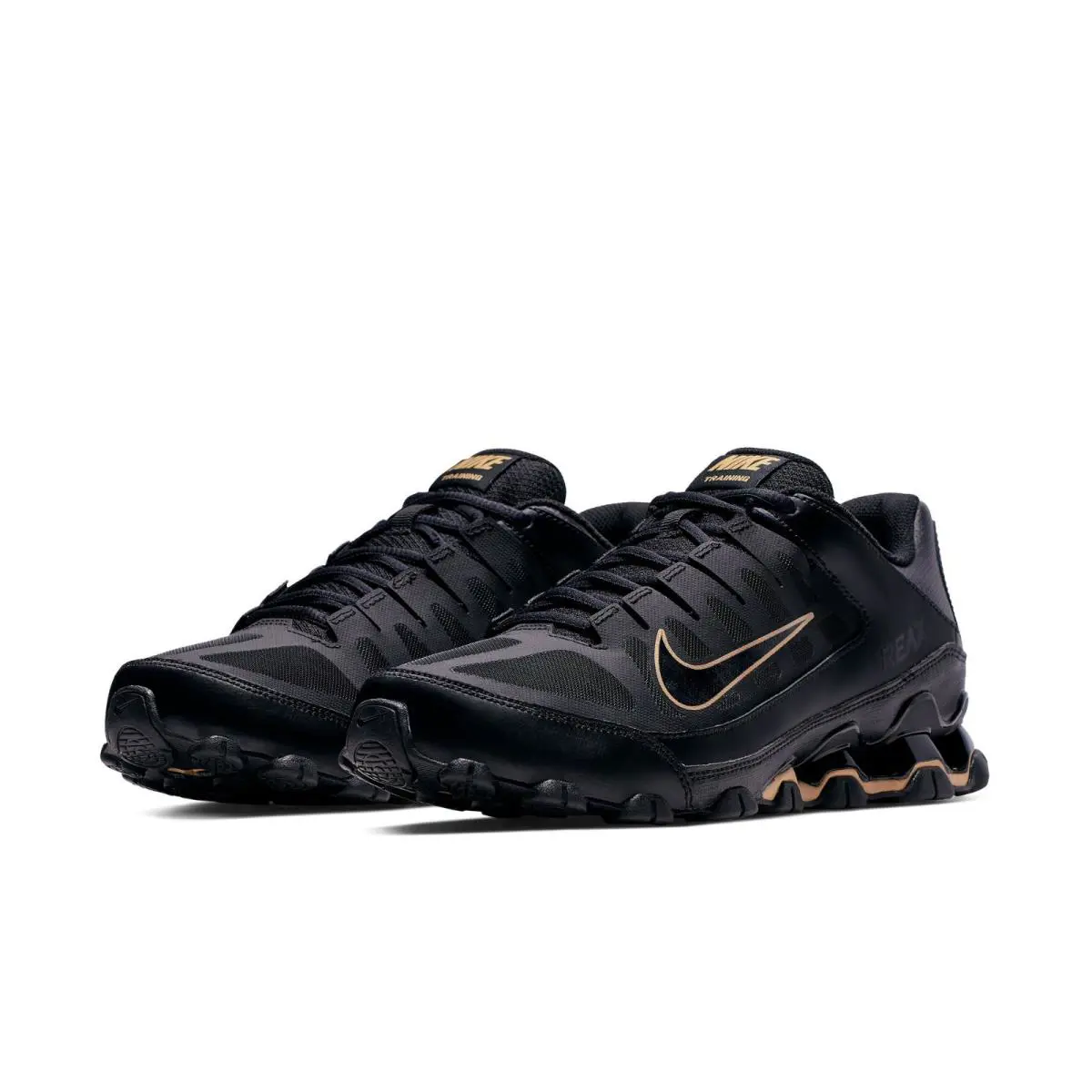 Nike Reax 8 TR Mesh Black Gold 621716-020 Cross Training Athletic Shoes - Black