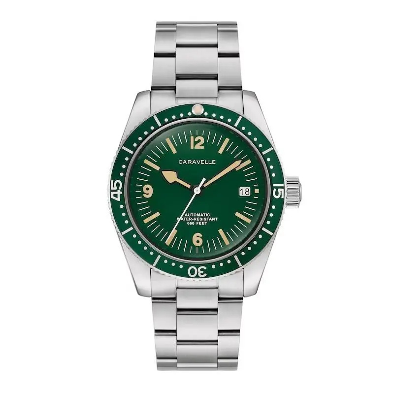 Caravelle 43B179 Men`s Sea Hunter Stainless Steel Green Dial Automatic Watch by Bulova