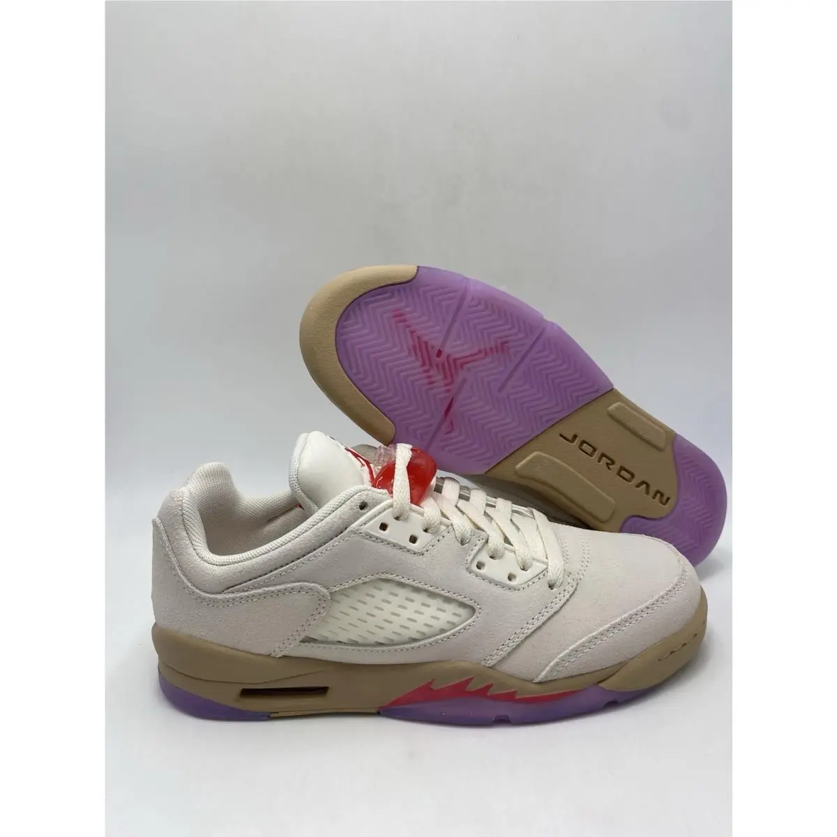 Nike Air Jordan 5 Retro Low GS Pale Ivory Fusion Red Desert HJ5994 106 Sz 6Y