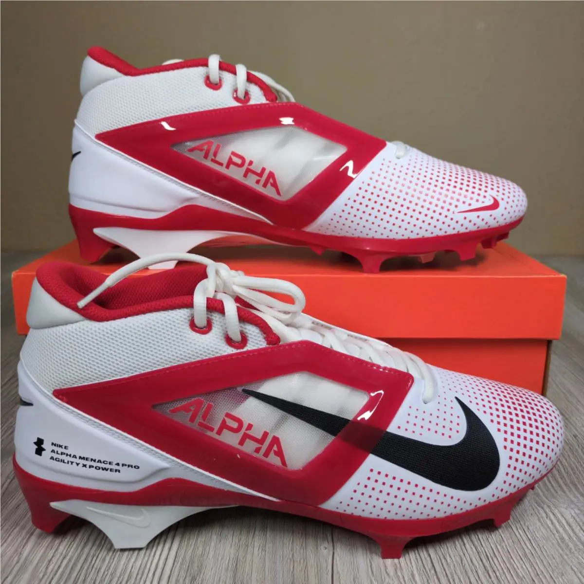Nike Alpha Menace 4 Pro TB White/red Mens Size 13 IB2507-108