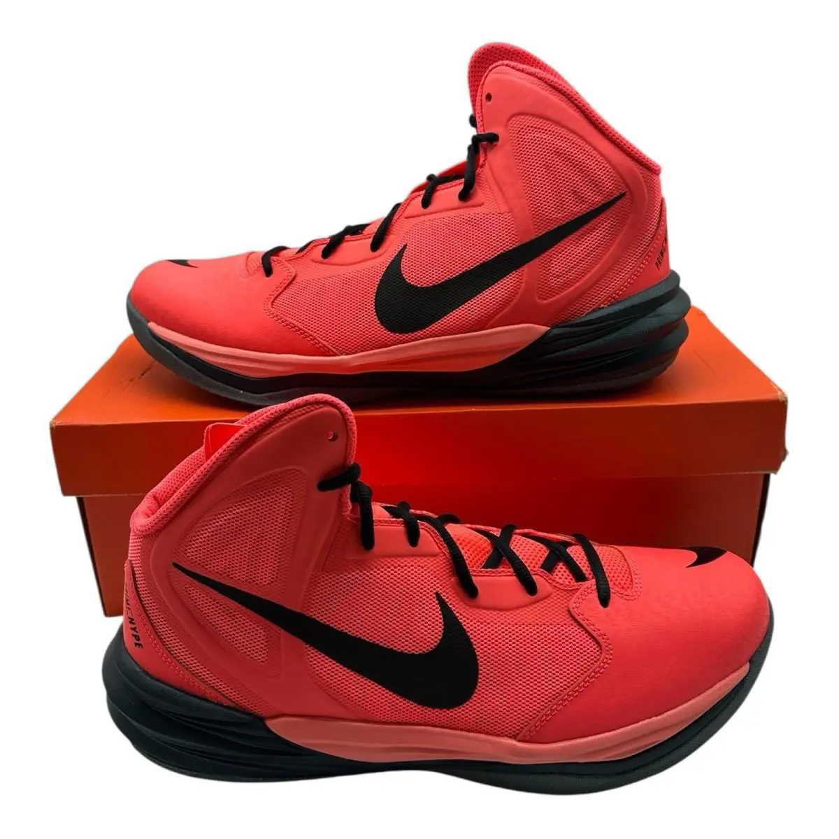 Nike Prime Hype DF Shoes Men`s Size 9.5 Hot Lava Charcoal Sneakers 683705-801 - Pink