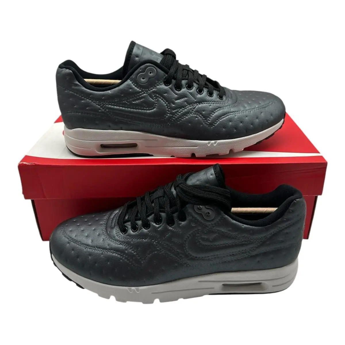 Nike Air Max 1 Ultra Premium Jacquard Shoes Womens 7.5 Metallic Grey 861656-001