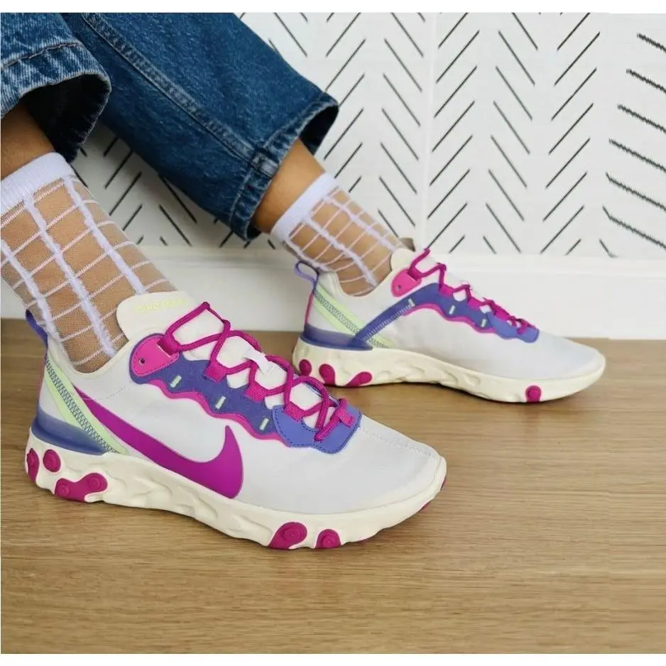 ⭐nike React Element 55 Womens Athletic Running Shoes 5 White Sneaker BQ2728-104 - White