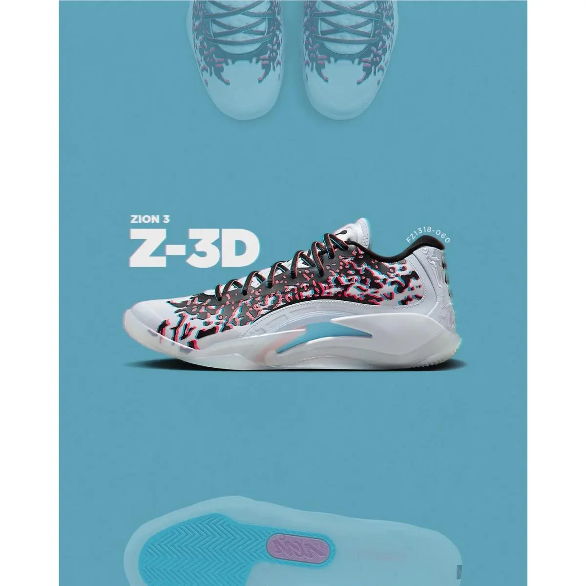 Nike shoes - Jordan Zion 3 - Zion - FZ1318-060 - Football Grey/Flash Crimson/Chlorine Blue/Black 22