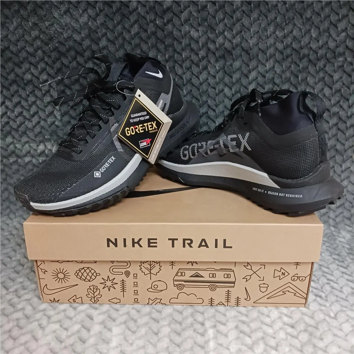 Nike React Pegasus Trail 4 Gore-tex Black Women`s Running Sneakers Shoes Sz 5.5 - Black