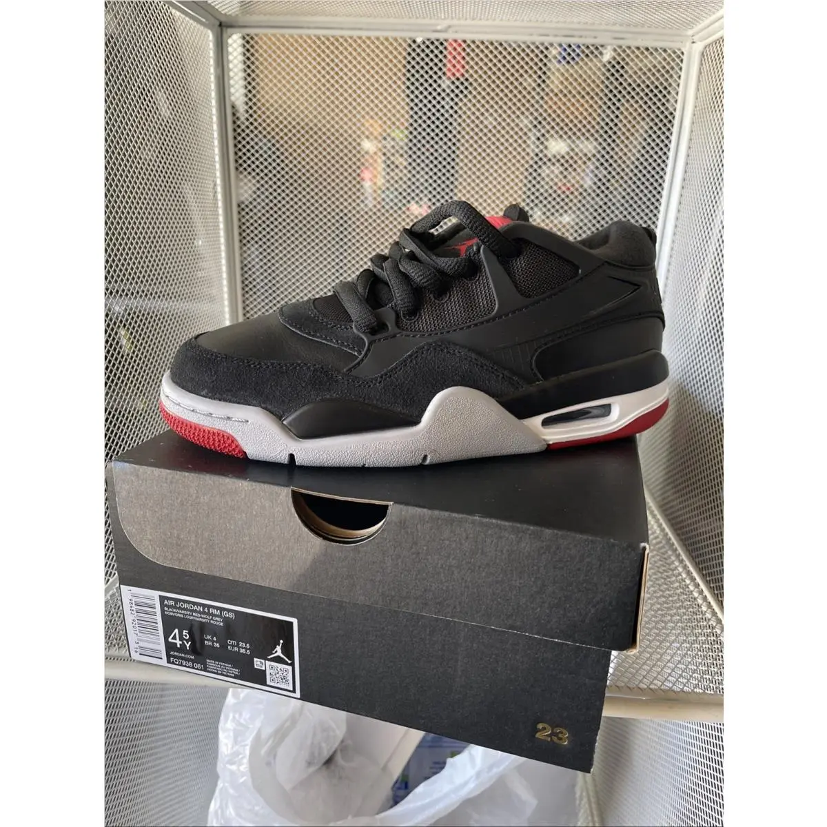 Nike Air Jordan Boys Low Top Sneakers Black Red White US 4.5Y FQ7938-061