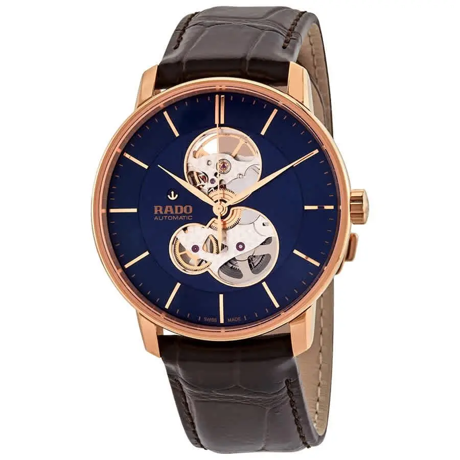 Rado Coupole Classic Open Heart Automatic Blue Dial Men`s Leather Watch