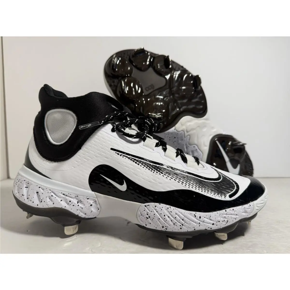 Nike Alpha Huarache Elite 4 Mid Black White Baseball Cleats Size 8 FD2744-107