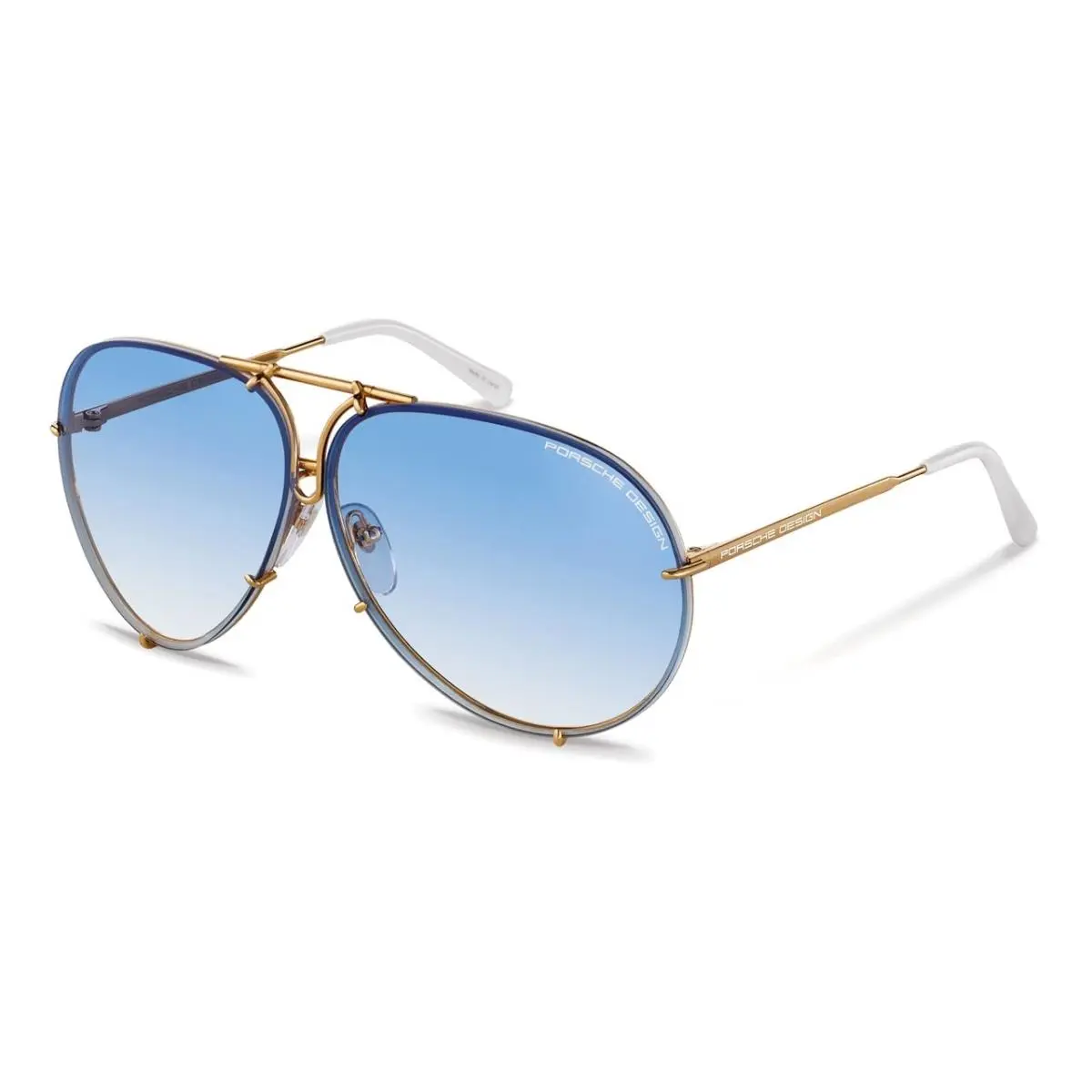 Porsche Design P8478 Iconic Sunglasses 69mm W - Yellow Gold White/lens - Blue