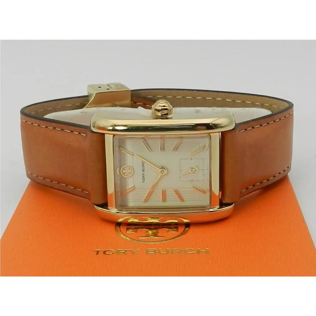 Tory Burch Women`s The Eleanor Luggage Leather Strap Watch 25mm TBW1068