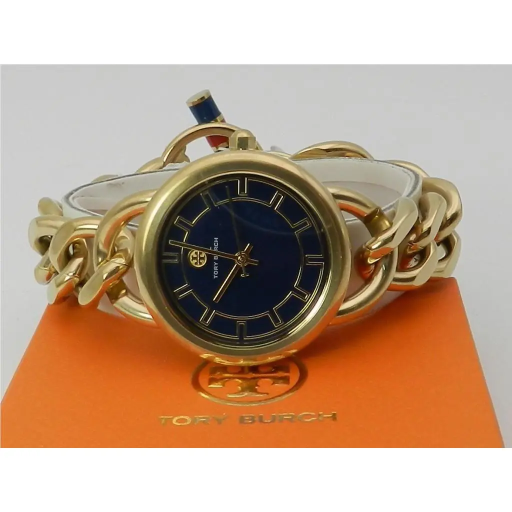 Tory Burch Women`s Gold-tone Stainless Steel Link Bracelet Watch 32mm