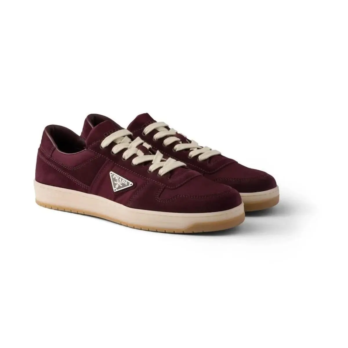 Prada Milano 2EE364 Men Dark Red Suede Fabric Downtown Sneakers Shoes UK 9.5