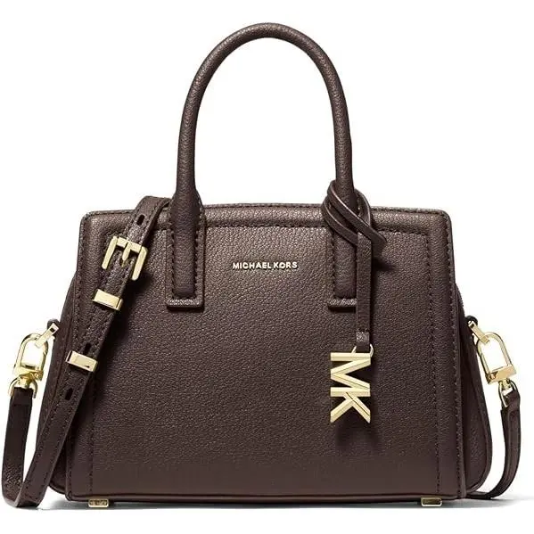 Laila Extra Small Crossbody Bag Women`s Purse Handbag Gold-tone Hardware/Embossed Goat Leather/Chocolate by Michael Kors
