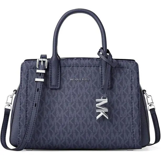 Laila Extra Small Crossbody Bag Women`s Purse Handbag Silver-tone Hardware/Signature Coated Twill/Dress by Michael Kors