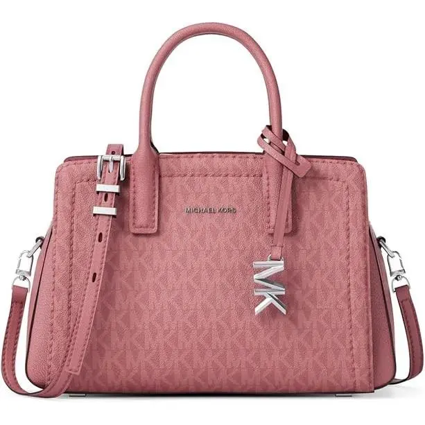 Laila Extra Small Crossbody Bag Women`s Purse Handbag Silver-tone Hardware/Signature Coated Twill/Rosewo by Michael Kors