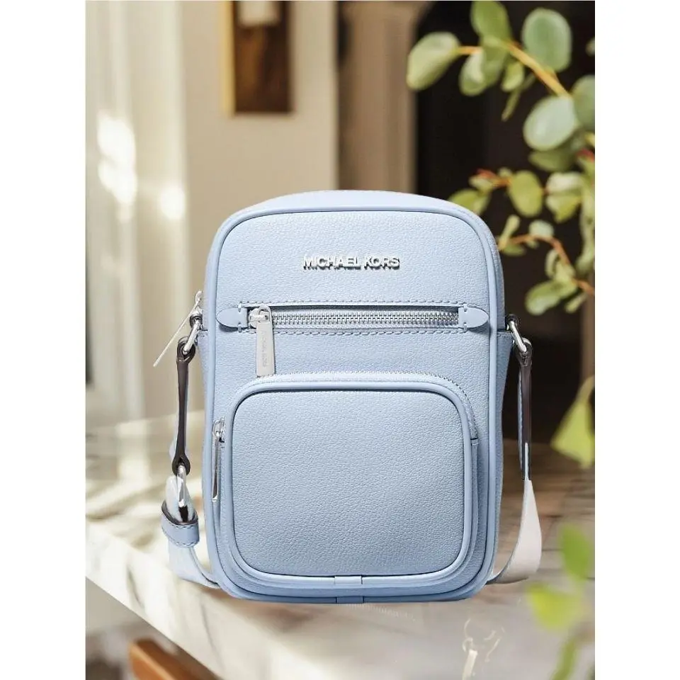 Jet Set Medium Women Leather NS Pocket Crossbody Bag Variation PALE OCEAN by Michael Kors