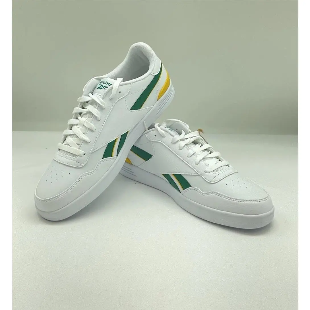 Reebok Court Advance Clip Tennis Shoes Men`s Size 11 White/green/yellow
