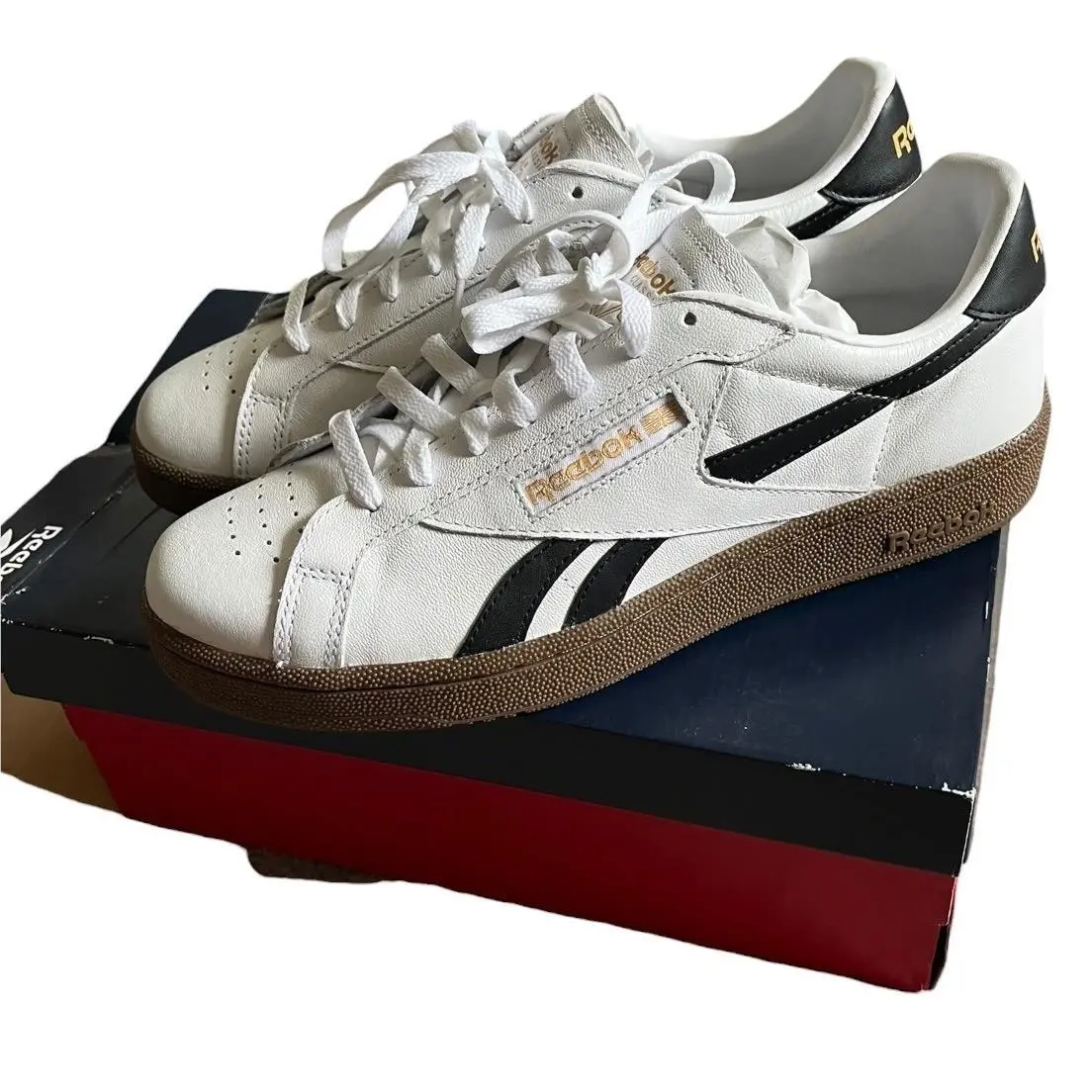 Reebok Club C Grounds UK White Black Gum Leather Sneakers 100202325 Mens 11