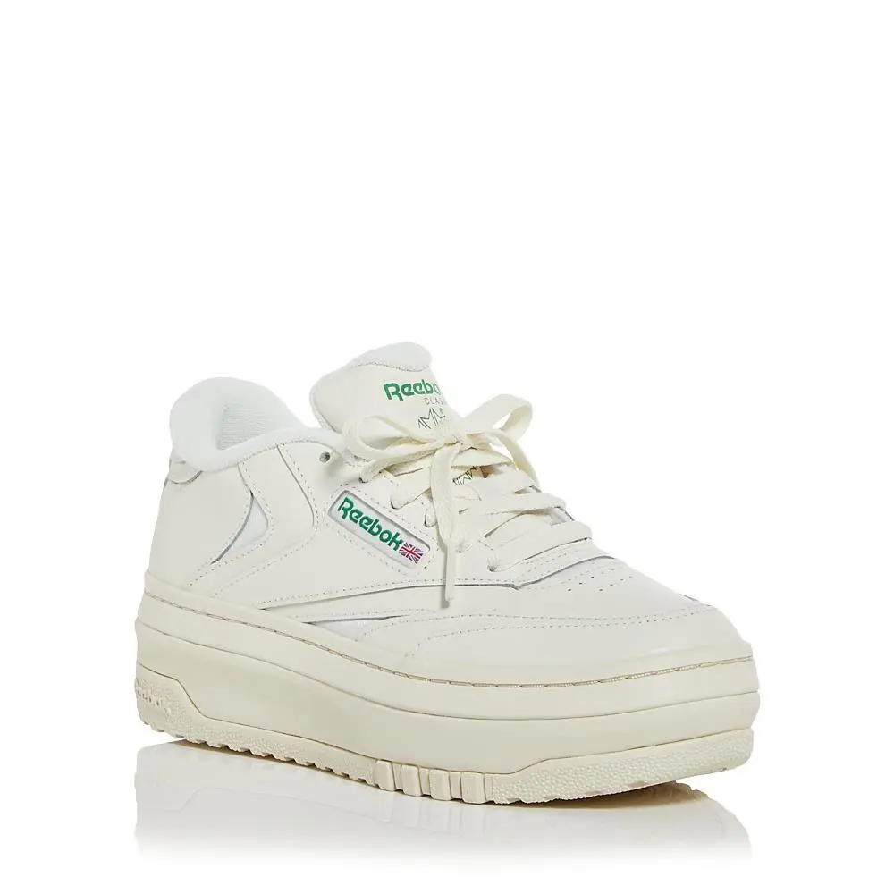 Reebok Club C Extra Platform Sneakers Casual Tennis Shoes Chalk Green Women 6.5M
