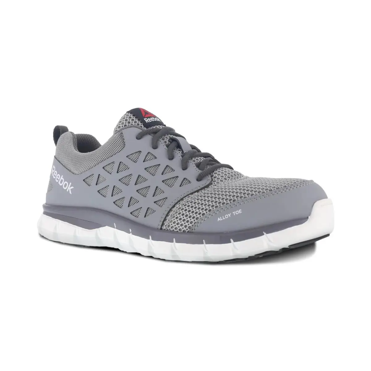 Reebok Work Men`s Sublite Cushion Alloy Toe Comfort Athletic Wor Grey - 8 Wide