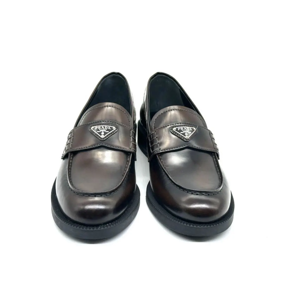 Prada Triangle Logo Brushed Leather Loafers Moccasin Women’s US 11/EU 41