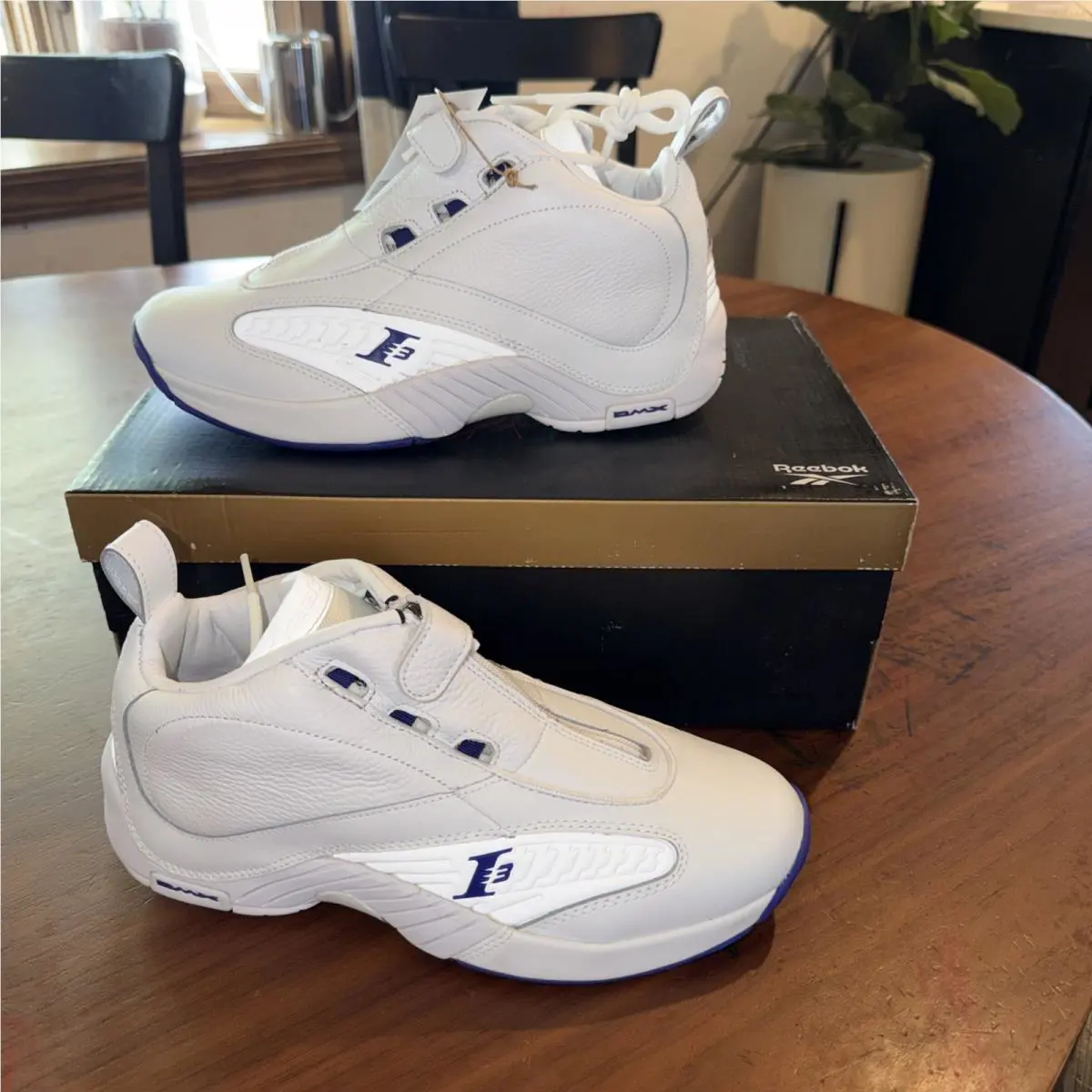 Reebok Answer IV Free Agency White Purple Men`s Shoes Sneakers 100033884 8US