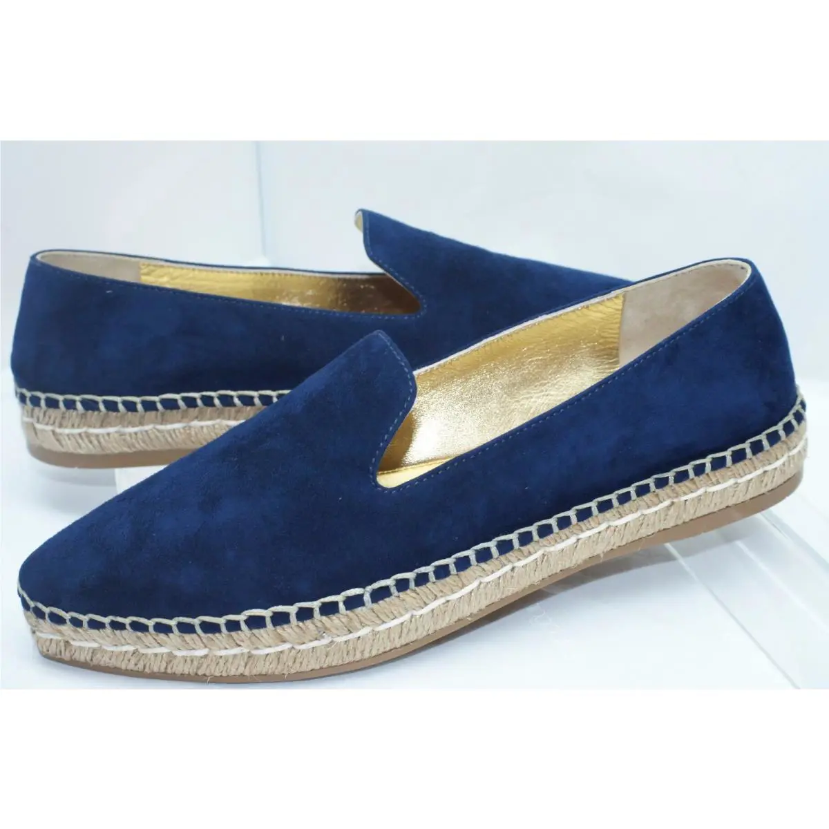 Prada Women`s Shoes Espadrilles Flats Size 39.5 Blue Calzature Suede