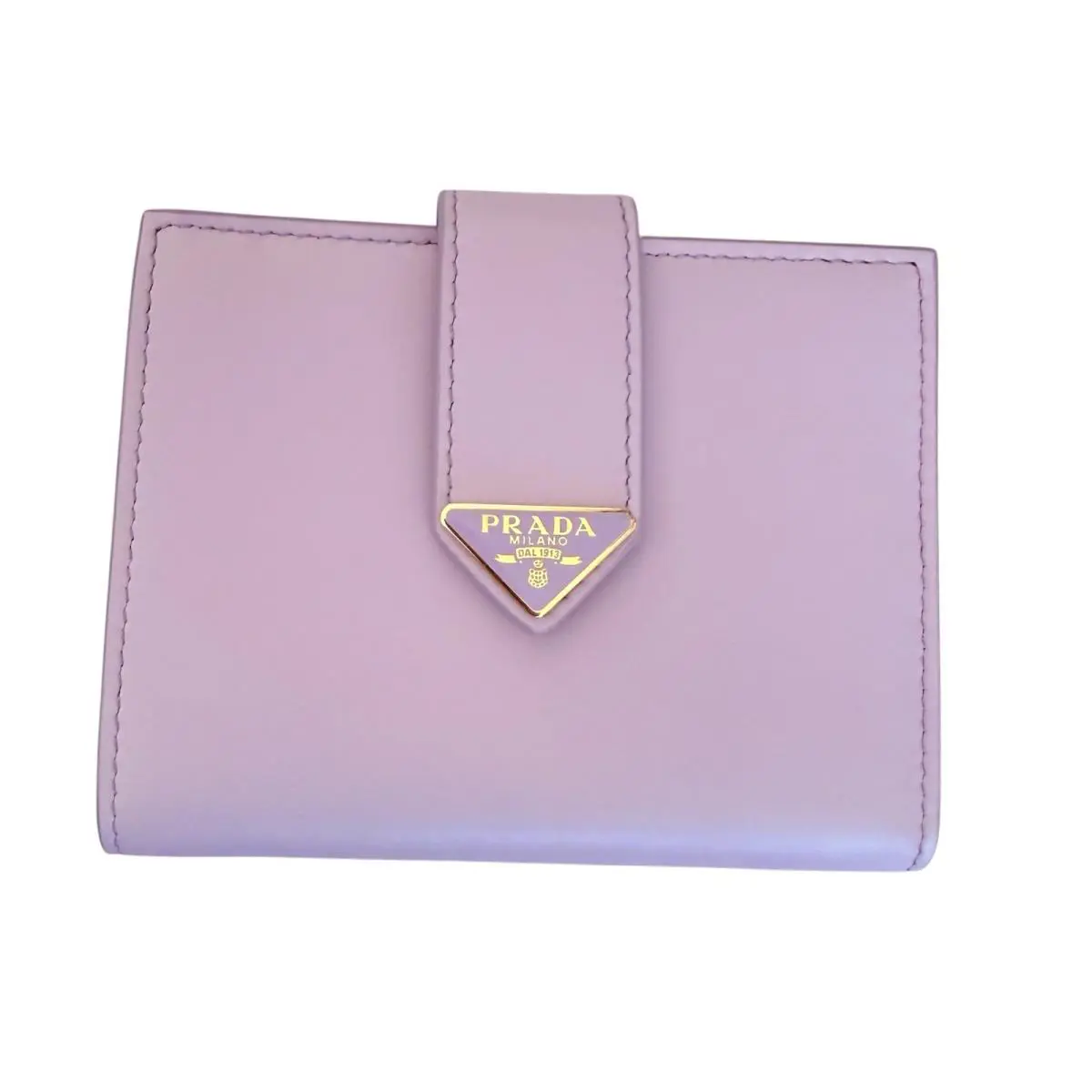 Prada Glicine Soft Grain Leather Bifold Wallet 1MV204 Plaque Logo Made in Italy