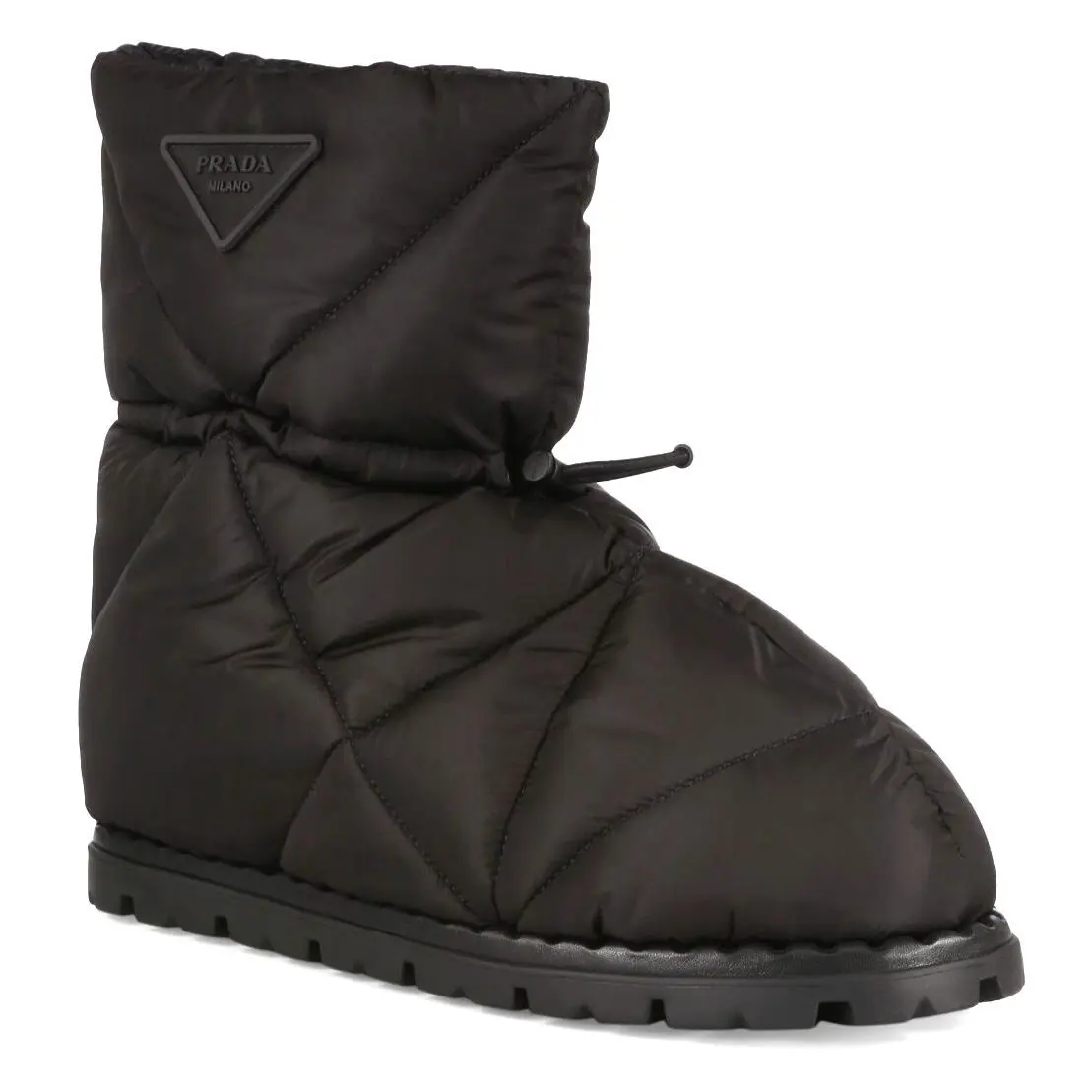 Prada Blow 19 Quilted Nylon Drawstring Snow Boots Black Size 9