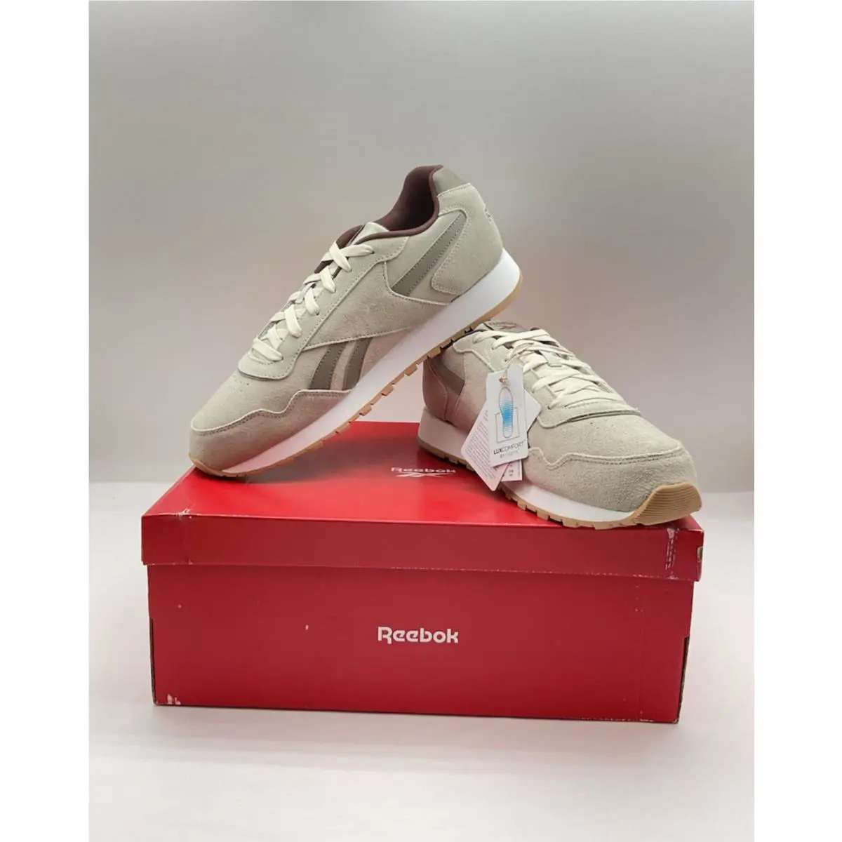 Reebok Glide Men`s Grey Suede Lace Up Lifestyle Sneaker Shoes Size 13