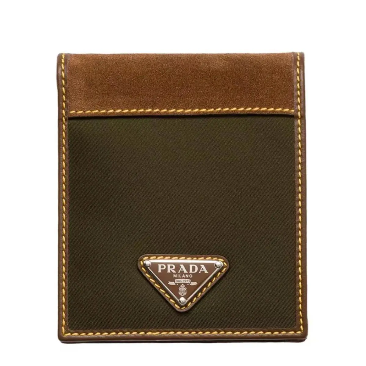 Prada 2MO513 Bifold Re-nylon and Leather Wallet In Green