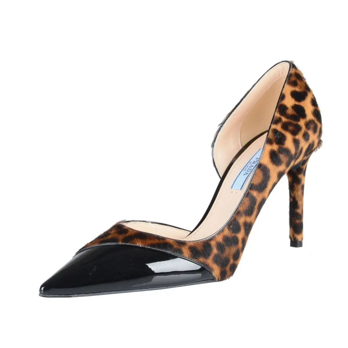 Prada Women`s Pony Hair Patent Leather High Heel Pumps Shoes US 6 IT 36