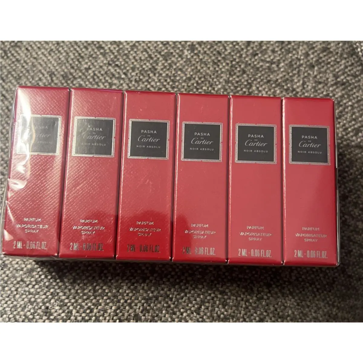 12X Cartier Pasha de Cartier Noir Absolu Men`s Parfum Spray - 0.06 fl oz 2 ml