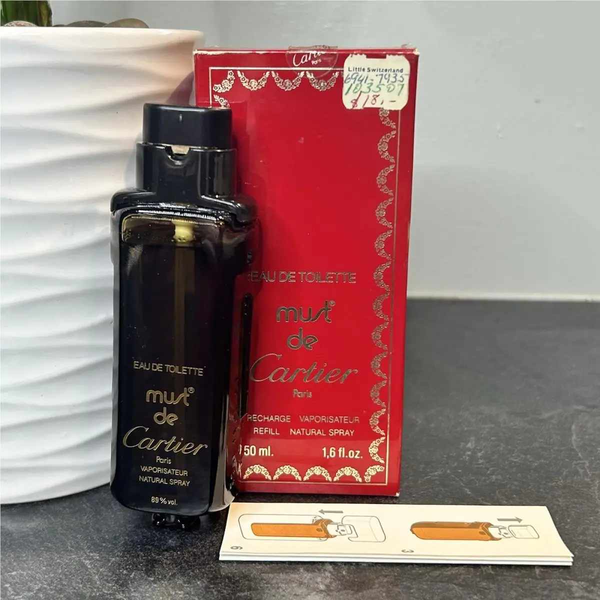 Vintage Must de  89% Edt Recharge Refill Perfume Spray Retired by Cartier