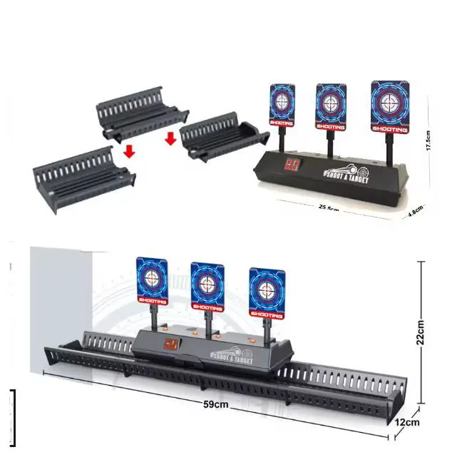 Auto Reset Electronic Target For Nerf Guns with Sound Light Scoring 1 Rail 3 Target