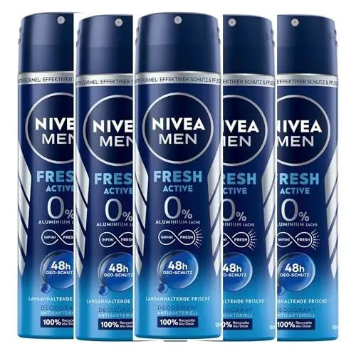 Nivea Men Fresh Active Deodorant Spray 6 x 150 ml Pack of 6