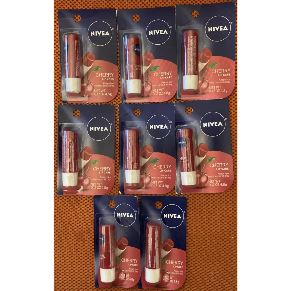 Old Formula Nivea Cherry Tintedall-day Nourishing Lip Care 0.17oz - Pack of 8