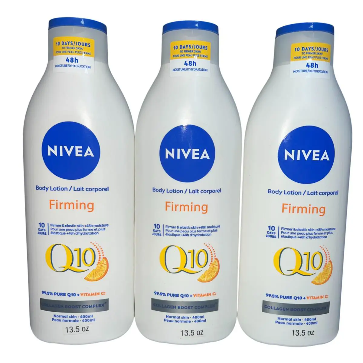 3x Nivea Firming Q10 + Vitamin C Body Lotion 13.5oz Anti-aging Collagen Boost