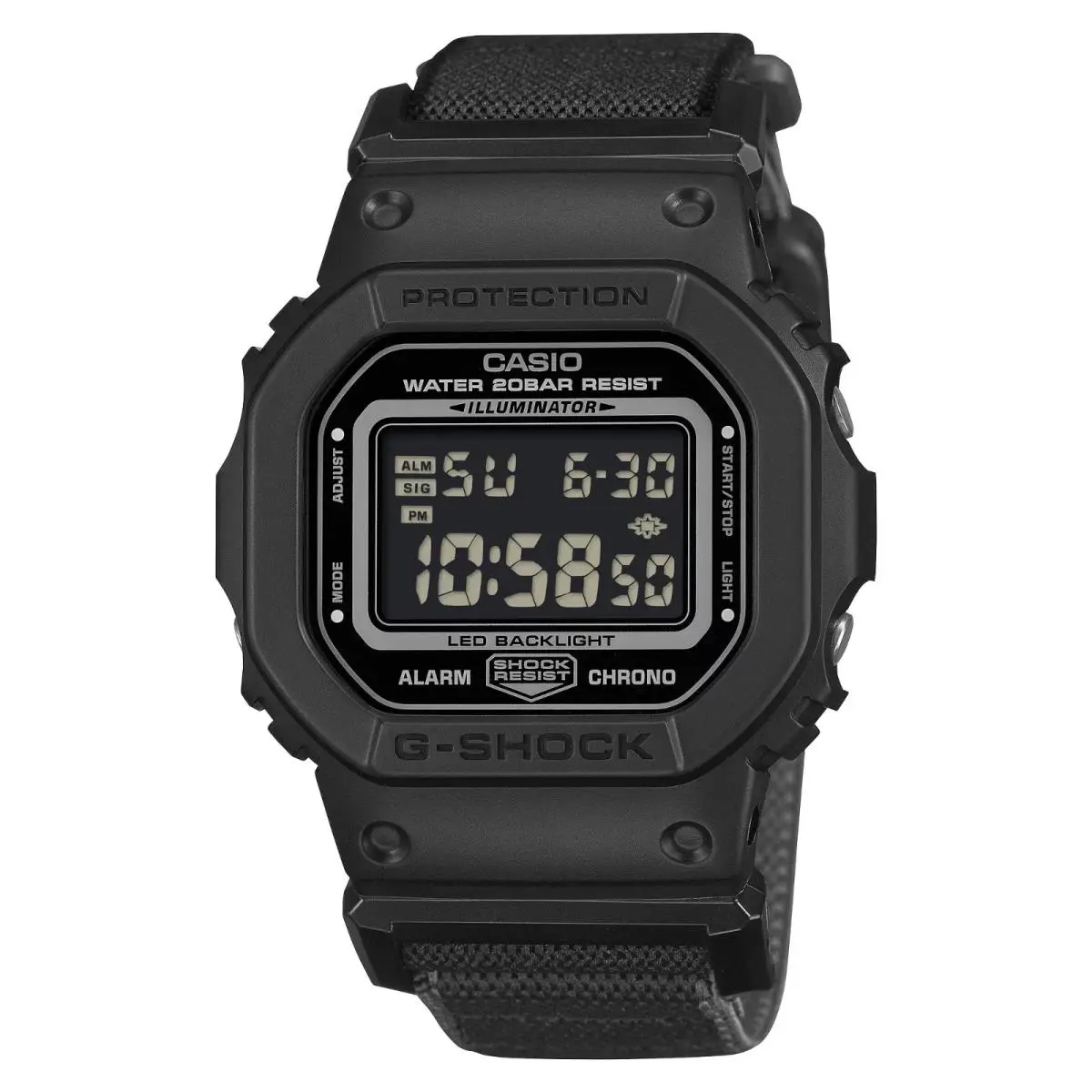 G-shock 5600 Series Digital Black Resin Cloth Band Watch DW5600MNC-1 by Casio