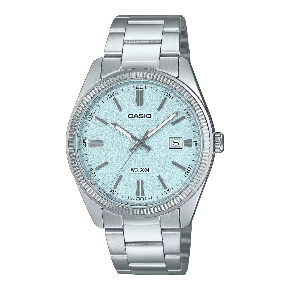 Casio MTP-1302DA-2A2 Men`s Ice Blue Dial Stainless Steel Watch Date