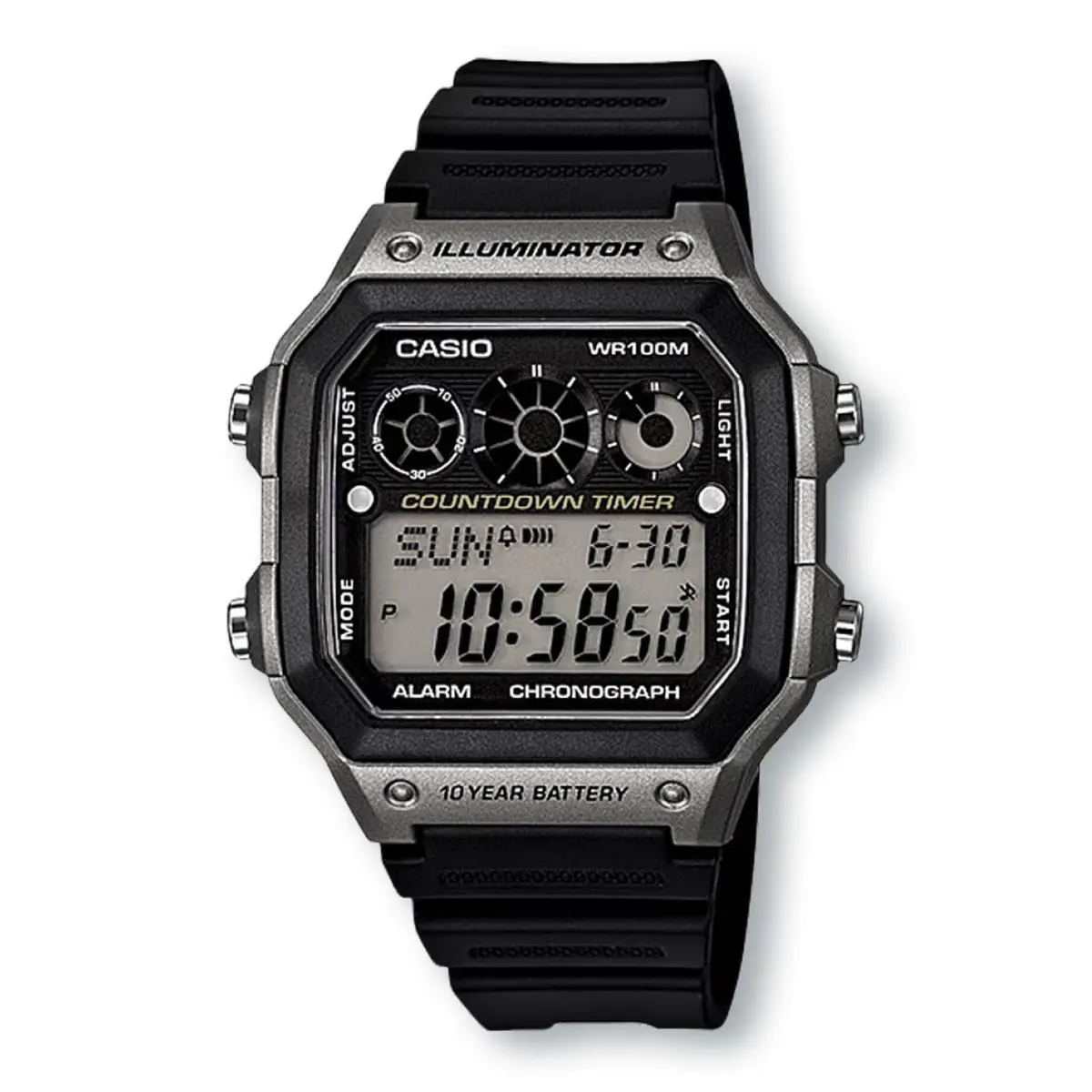 Casio AE1300WH-8A Illuminator Chronograph Silver Digital Watch